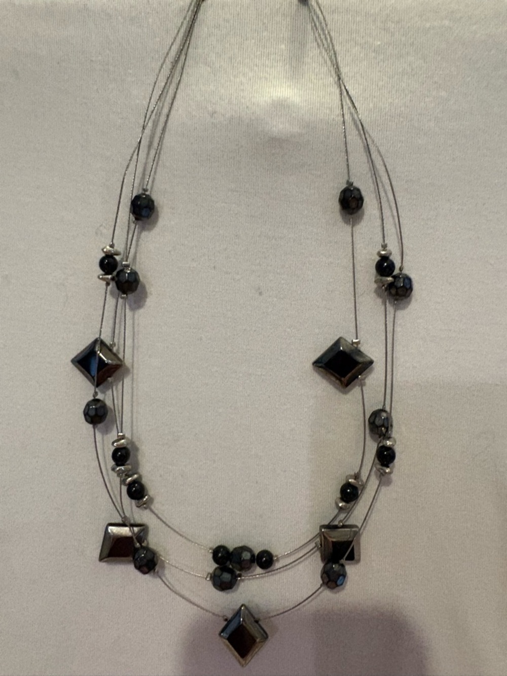 Reitmans Multi-Strand Hematite Bead Necklace in Black